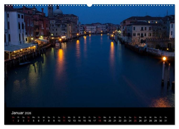 Produktbild: Venedig bei Nacht (Wandkalender 2026 DIN A2 quer), CALVENDO Monatskalender