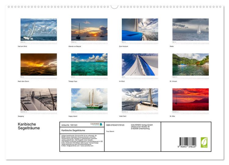 Produktbild: Karibische Segeltr&auml;ume (hochwertiger Premium Wandkalender 2026 DIN A2 quer), Kunstdruck in Hochglanz
