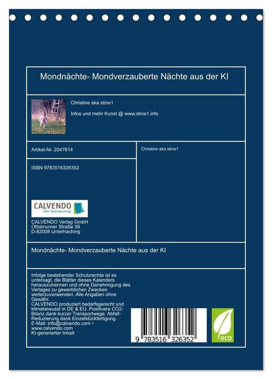 Produktbild: Mondn&auml;chte- Mondverzauberte N&auml;chte aus der KI (Tischkalender 2026 DIN A5 hoch), CALVENDO Monatskalender