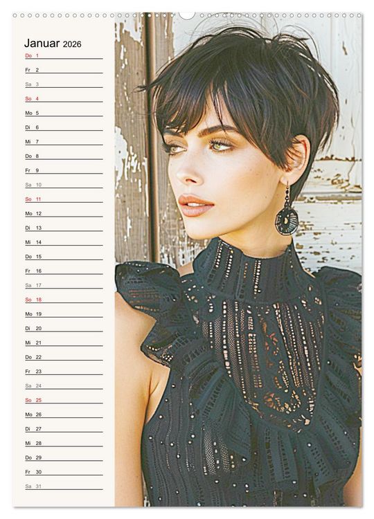 Produktbild: Kurzhaarschnitte. Zeitlose und sch&ouml;ne Schnitte f&uuml;r kurze Haare (hochwertiger Premium Wandkalender 2026 DIN A2 hoch), Kunstdruck in Hochglanz