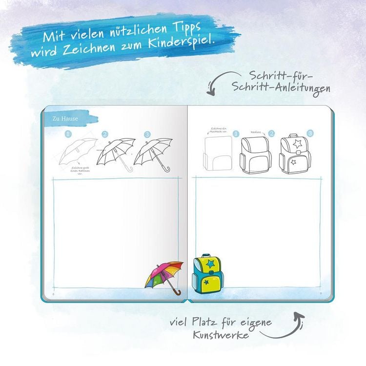 Produktbild: Tr&ouml;tsch Erste Zeichenschule 100 Motive Zeichnen in 4 Schritten Malbuch