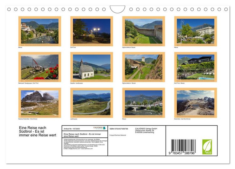 Produktbild: Eine Reise nach S&uuml;dtirol - Es ist immer eine Reise wert (Wandkalender 2026 DIN A4 quer), CALVENDO Monatskalender