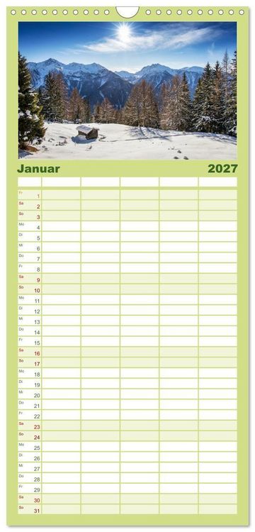 Produktbild: Familienplaner 2027 - Ultental - Ein Jahr in Bildern mit 5 Spalten (Wandkalender, 21 x 45 cm) CALVENDO
