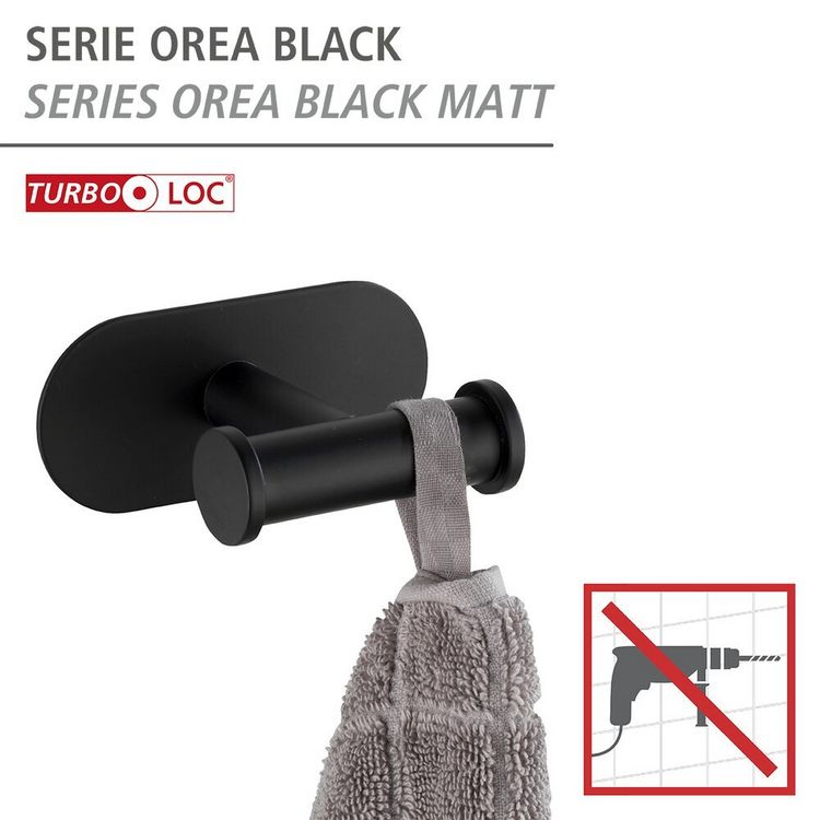 Produktbild: Turbo-Loc&reg; Wandhaken Mod. Orea Duo Black Matt, Befestigen ohne bohren