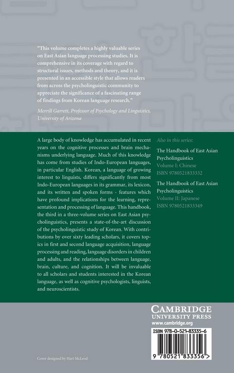 Produktbild: The Handbook of East Asian Psycholinguistics