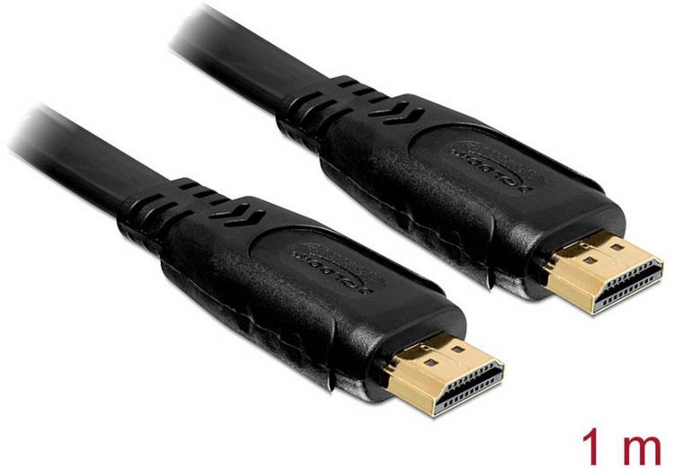 Produktbild: Delock HDMI Anschlusskabel HDMI-A Stecker, HDMI-A Stecker 1.00 m Schwarz 82669 4K UHD HDMI-Kabel