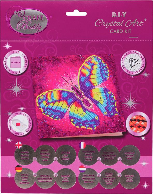 Produktbild: Crystal Art Gru&szlig;karte Schmetterling 18x18 cm
