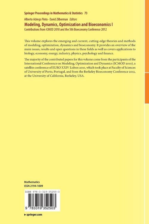 Produktbild: Modeling, Dynamics, Optimization and Bioeconomics I