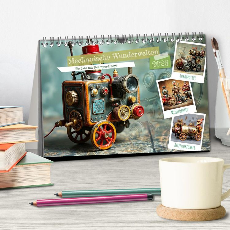 Produktbild: Mechanische Wunderwelten - Ein Jahr mit Steampunk Toys (Tischkalender 2026 DIN A5 quer), CALVENDO Monatskalender