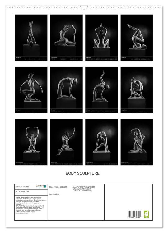 Produktbild: BODY SCULPTURE (Wandkalender 2026 DIN A2 hoch), CALVENDO Monatskalender