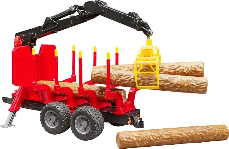 Produktbild: Bruder Profi-Serie R&uuml;ckeanh&auml;nger mit Ladekran, 4 Baumst&auml;mmen und Holzgreifer