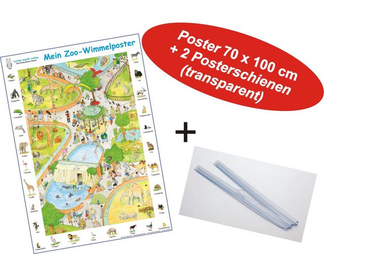 Produktbild: Mein Zoo-Wimmelposter + 2 Posterschienen