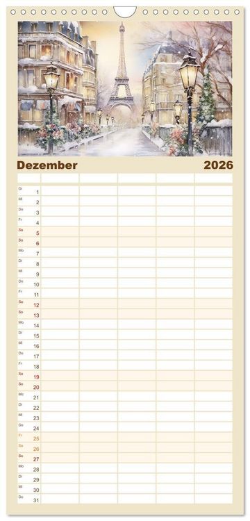 Produktbild: Familienplaner 2026 - Eiffelturm: Kreativ anders mit 5 Spalten (Wandkalender, 21 x 45 cm) CALVENDO
