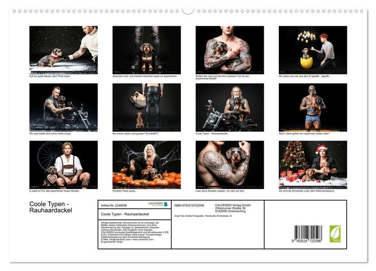 Produktbild: Coole Typen - Rauhaardackel (hochwertiger Premium Wandkalender 2026 DIN A2 quer), Kunstdruck in Hochglanz