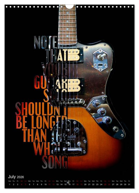 Produktbild: Rock Guitar Beauties (Wall Calendar 2026 DIN A3 portrait), CALVENDO 12 Month Wall Calendar