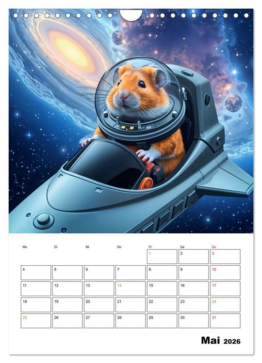 Produktbild: Space Hamster - Mit KI Hamster Astronauten im Weltall (Wandkalender 2026 DIN A4 hoch), CALVENDO Monatskalender