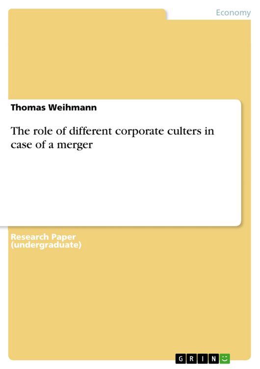 Produktbild: The role of different corporate culters in case of a merger