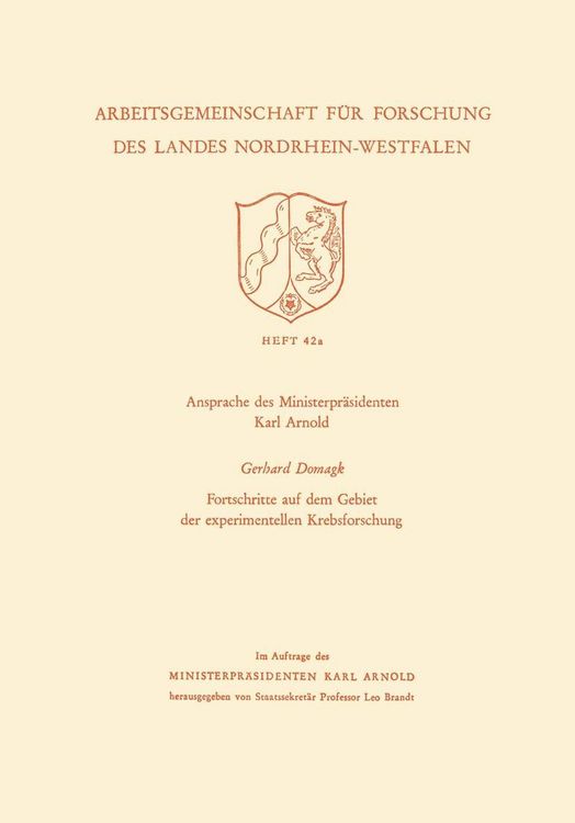 Produktbild: Ansprache des Ministerpr&auml;sidenten Fortschritte auf dem Gebiet der experimentellen Krebsforschung