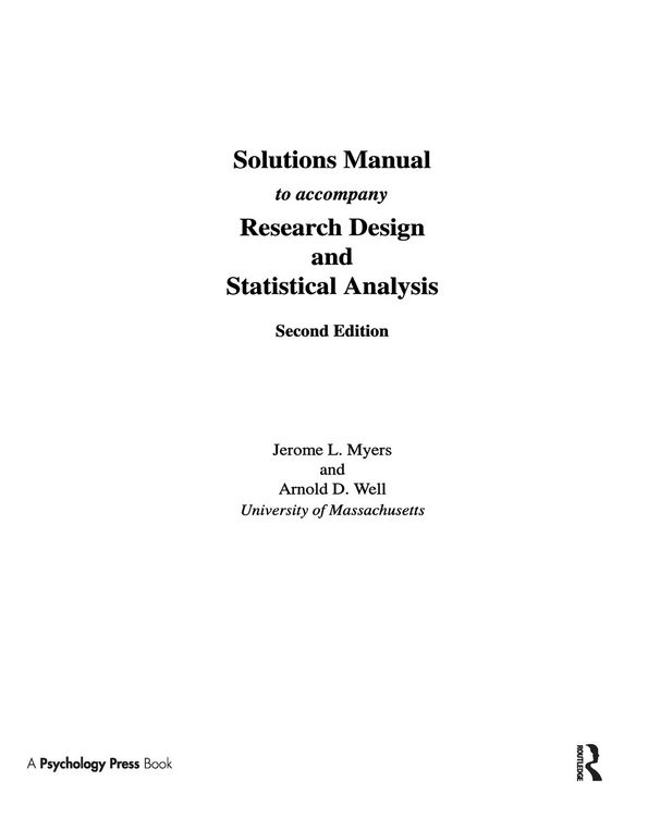 Produktbild: Well, A: SOLUTIONS MANUAL to Accompany Research Design and S