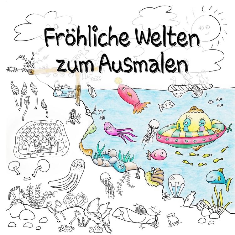 Produktbild: Fr&ouml;hliche Welten zum Ausmalen