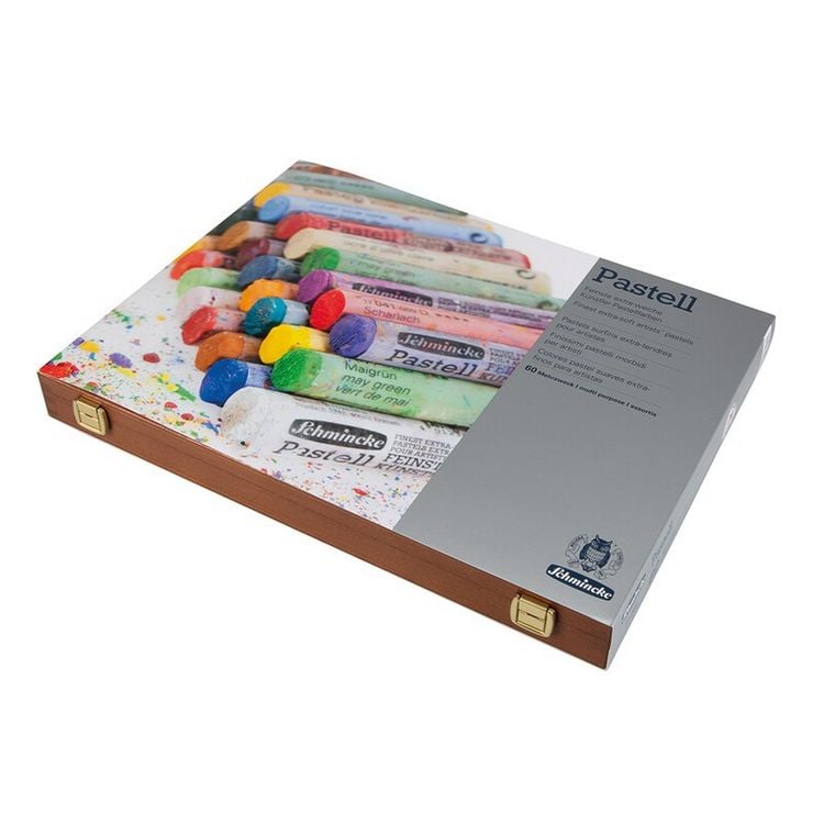 Produktbild: Schmincke Pastell, Holzkasten, Mehrzweck, 60 Stifte
