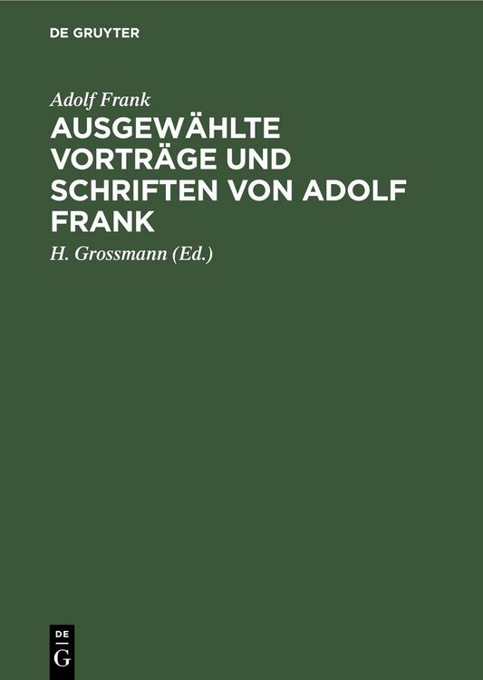 Produktbild: Ausgew&auml;hlte Vortr&auml;ge und Schriften von Adolf Frank
