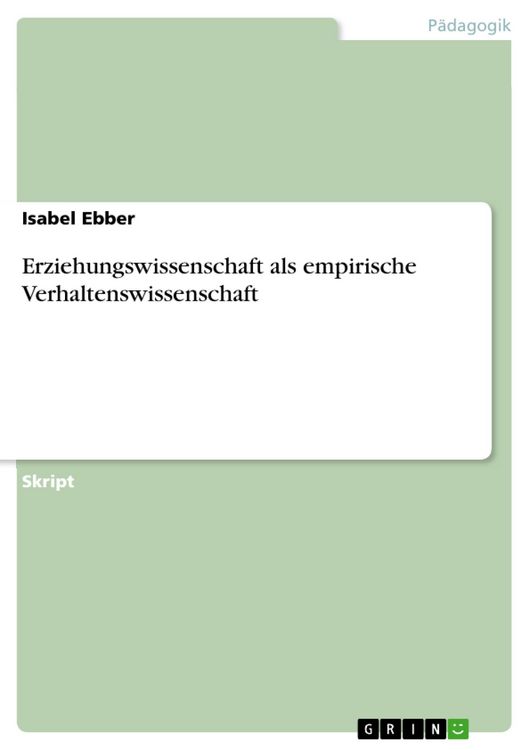 Produktbild: Erziehungswissenschaft als empirische Verhaltenswissenschaft