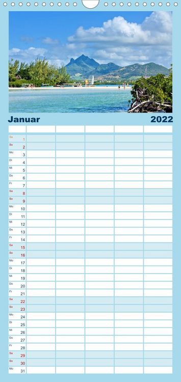 Produktbild: Familienplaner Inselparadies Mauritius (Wandkalender 2022 , 21 cm x 45 cm, hoch)