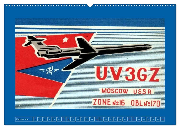 Produktbild: &Uuml;ber den Wolken - Flugzeuge des 20. Jahrhunderts auf Amateurfunkkarten (Wandkalender 2026 DIN A2 quer), CALVENDO Monatskalender