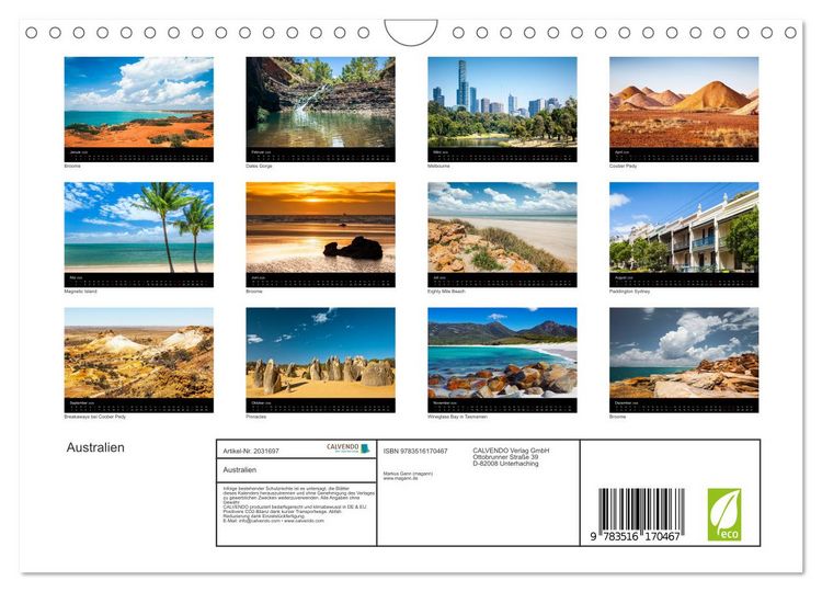 Produktbild: Australien (Wandkalender 2026 DIN A4 quer), CALVENDO Monatskalender