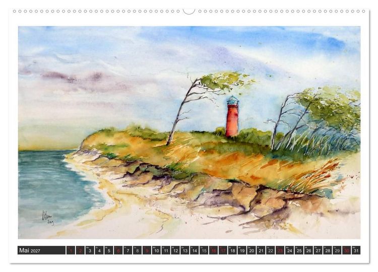 Produktbild: Aquarelle - Fischland-Dar&szlig; (hochwertiger Premium Wandkalender 2027 DIN A2 quer), Kunstdruck in Hochglanz