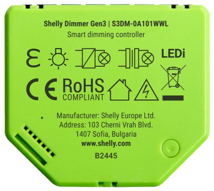 Produktbild: Shelly Dimmer Gen3 Dimmaktor Wi-Fi, Bluetooth