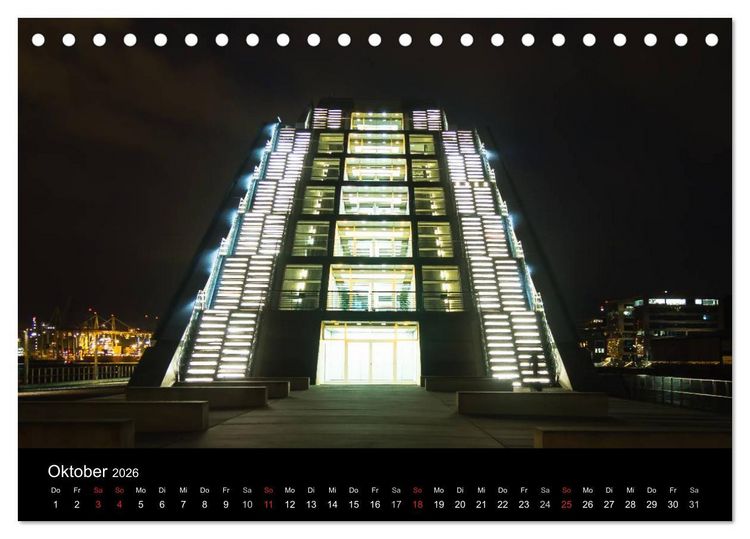 Produktbild: Hamburg - N&auml;chtliche Impressionen (Tischkalender 2026 DIN A5 quer), CALVENDO Monatskalender