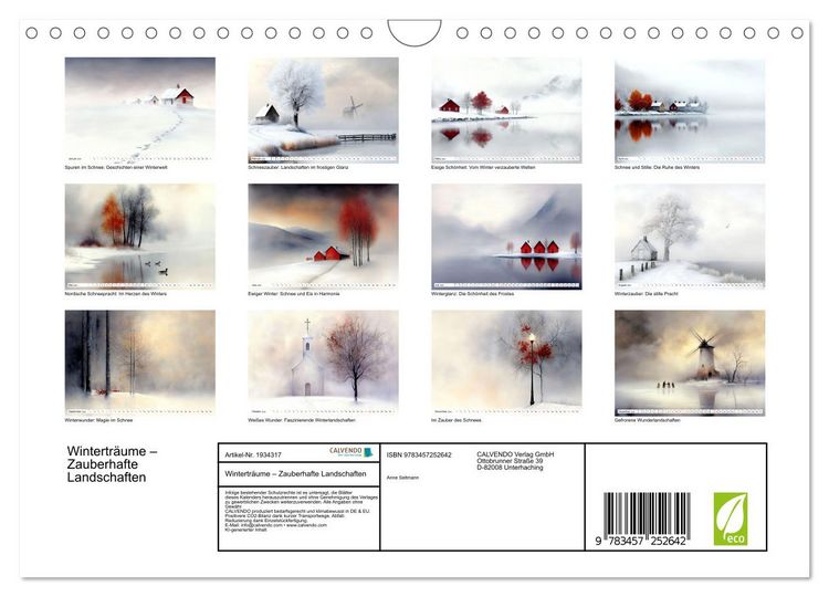 Produktbild: Wintertr&auml;ume &ndash; Zauberhafte Landschaften (Wandkalender 2026 DIN A4 quer), CALVENDO Monatskalender