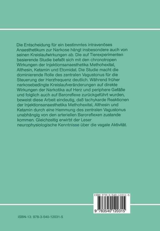 Produktbild: Vagaler Herztonus und Herzfrequenz unter dem Einflu&szlig; von Injektionsanaesthetika