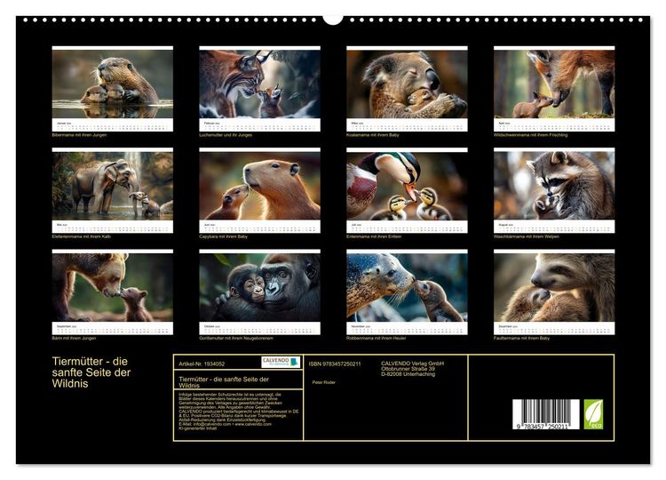 Produktbild: Tierm&uuml;tter - die sanfte Seite der Wildnis (hochwertiger Premium Wandkalender 2026 DIN A2 quer), Kunstdruck in Hochglanz