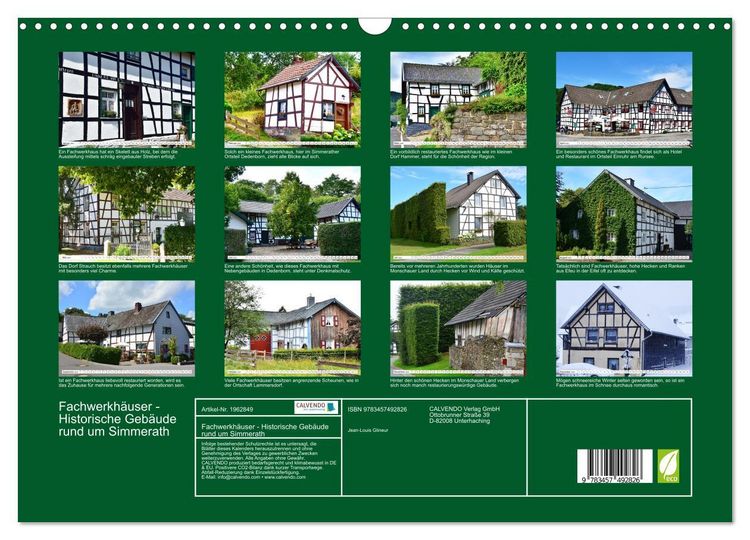 Produktbild: Fachwerkh&auml;user - Historische Geb&auml;ude rund um Simmerath (Wandkalender 2026 DIN A3 quer), CALVENDO Monatskalender