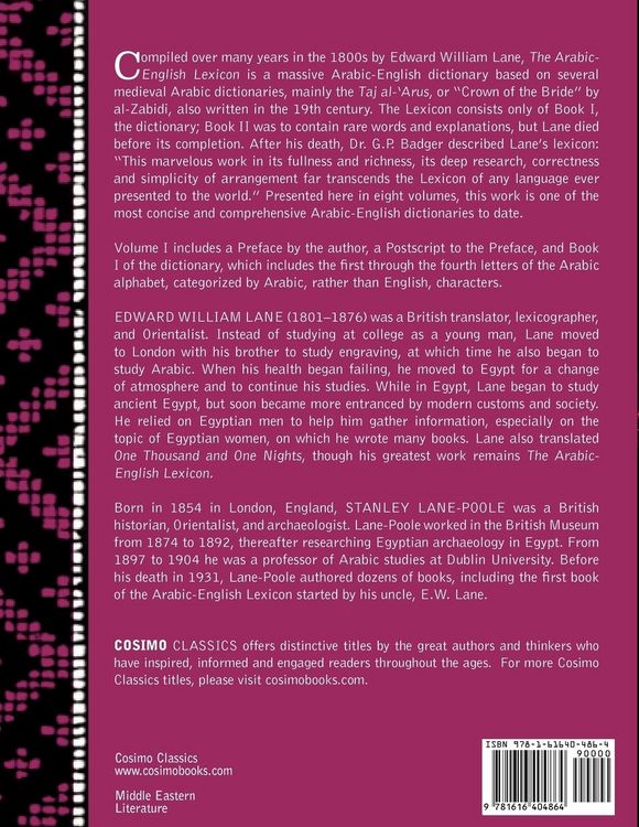 Produktbild: An Arabic-English Lexicon (in Eight Volumes), Vol. I