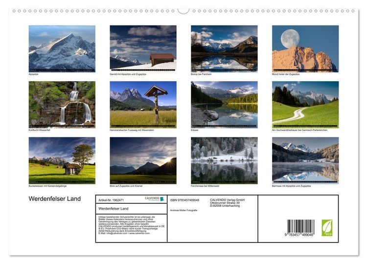 Produktbild: Werdenfelser Land (hochwertiger Premium Wandkalender 2026 DIN A2 quer), Kunstdruck in Hochglanz