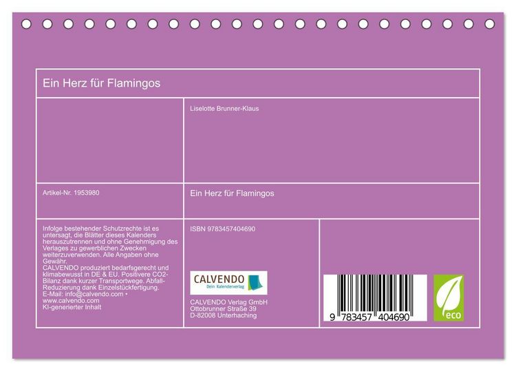 Produktbild: Ein Herz f&uuml;r Flamingos (Tischkalender 2026 DIN A5 quer), CALVENDO Monatskalender