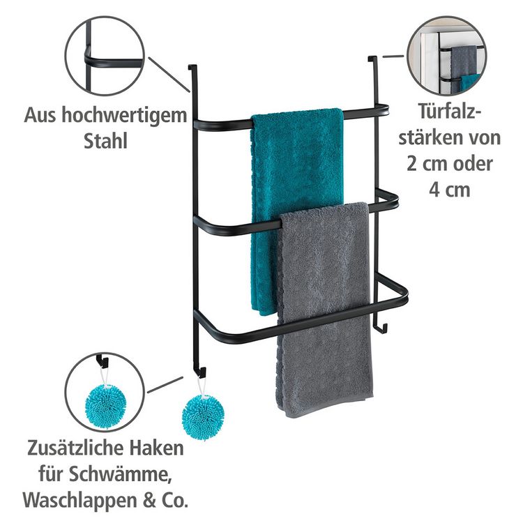 Produktbild: Handtuchhalter Mod. Irpinia Schwarz, mit 3 Handtuchstangen