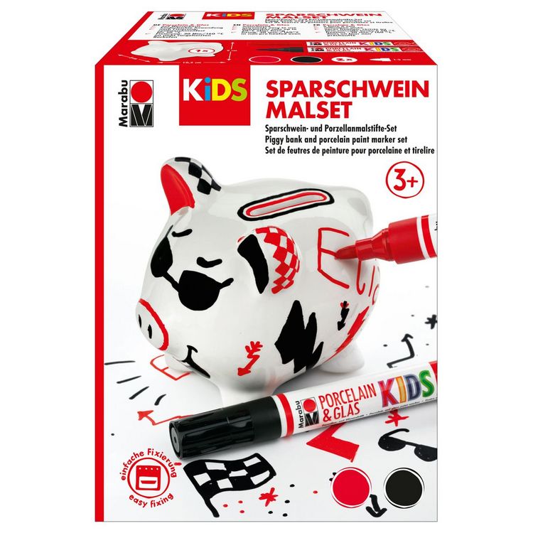 Produktbild: Marabu KiDS Porcelain und Glaspainter Sparschwein Malset