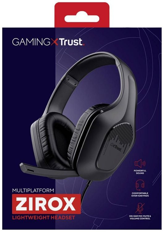 Produktbild: Trust GXT415 ZIROX Gaming Over Ear Headset kabelgebunden Stereo Schwarz