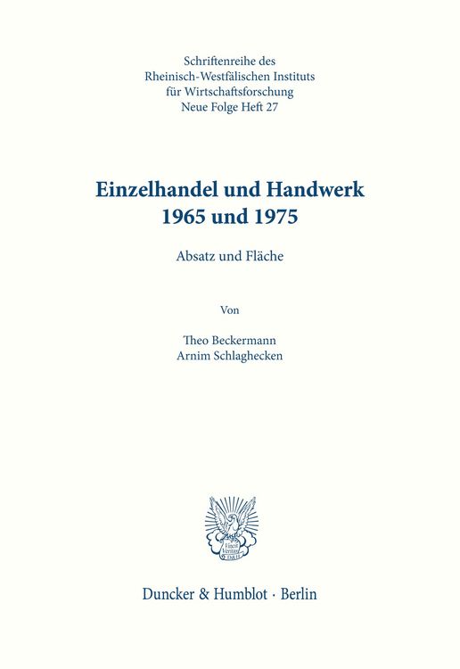 Produktbild: Einzelhandel und Handwerk 1965 und 1975.