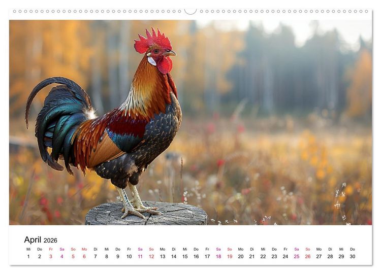 Produktbild: H&uuml;hner Federvieh (Wandkalender 2026 DIN A2 quer), CALVENDO Monatskalender