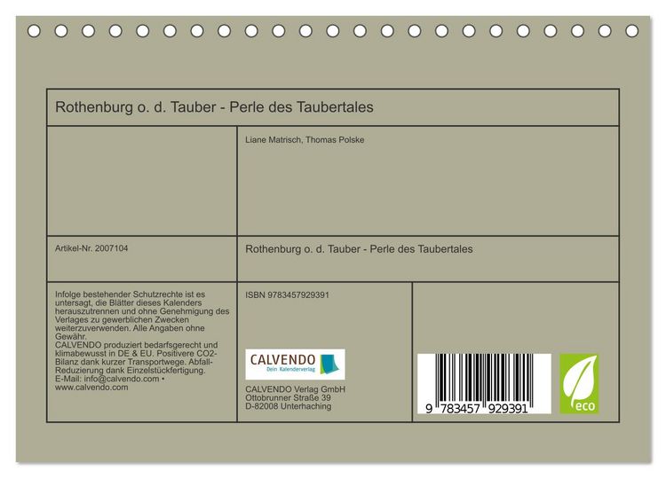 Produktbild: Rothenburg o. d. Tauber - Perle des Taubertales (Tischkalender 2026 DIN A5 quer), CALVENDO Monatskalender