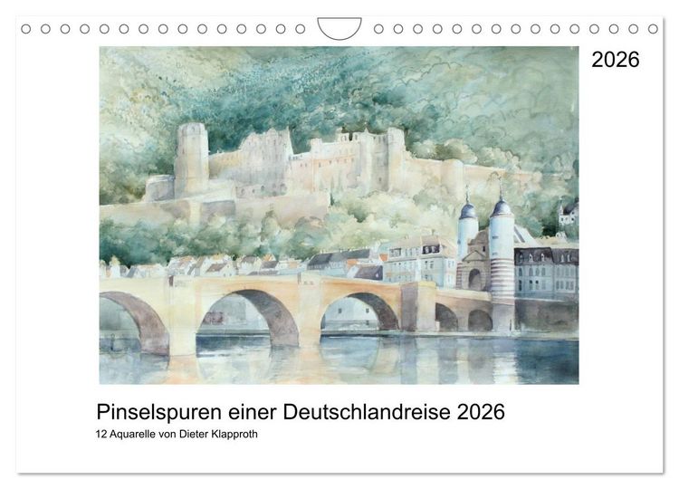 Produktbild: Pinselspuren einer Deutschlandreise - 12 Aquarelle von Dieter Klapproth (Wandkalender 2026 DIN A4 quer), CALVENDO Monatskalender