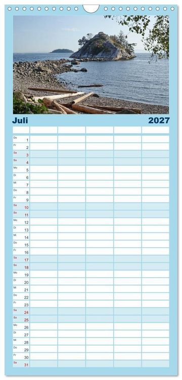 Produktbild: Familienplaner 2027 - Kanadas Westen - Berge und Wasser mit 5 Spalten (Wandkalender, 21 x 45 cm) CALVENDO