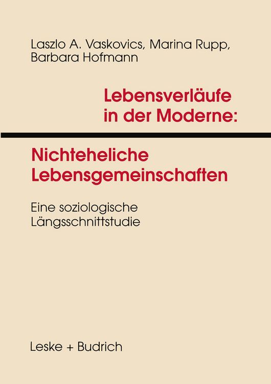 Produktbild: Lebensverl&auml;ufe in der Moderne 1 Nichteheliche Lebensgemeinschaften