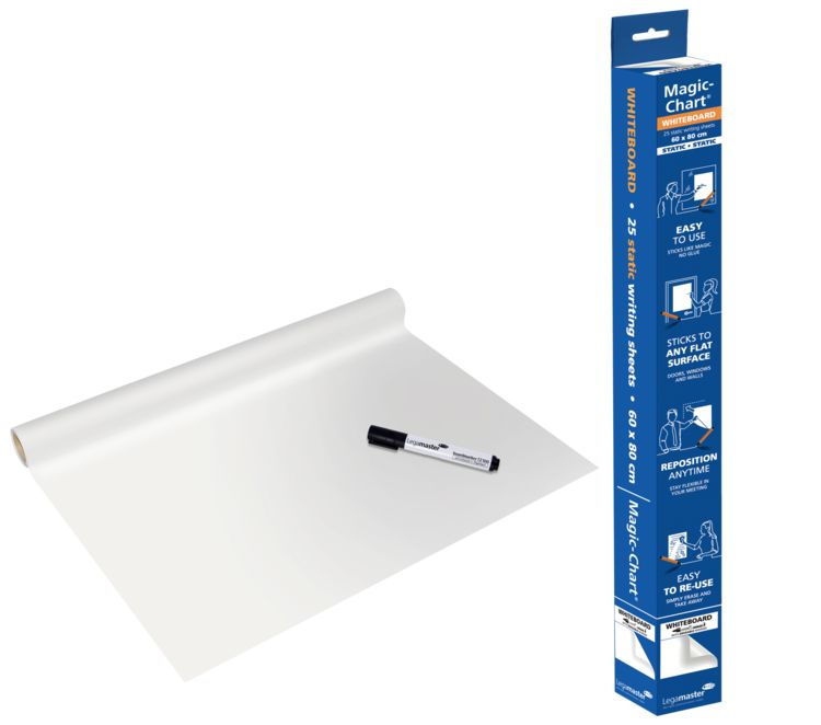 Produktbild: Creativ Company Whiteboard Folie, L 80 cm, B 60 cm, Wei&szlig;, 25 Blatt/1 Rolle